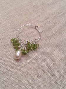 Peridot and Pearl Hoop Earrings