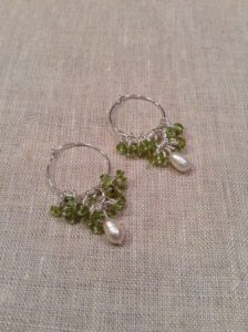 Peridot and Pearl Hoop Earrings