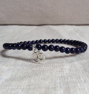 Blue Goldstone Stack Bracelet with Om Charm