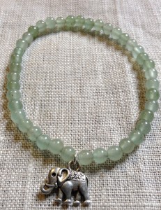 Aventurine Elephant Stackable Bracelet Three Charmed Gems